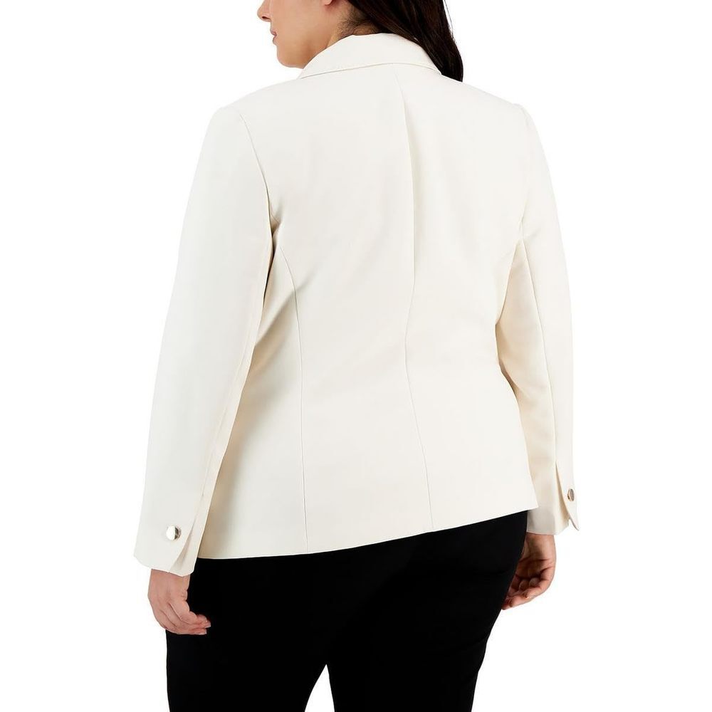 Anne Klein Womens Plus Crepe Stretch One-Button Blazer White 22W - Picture 2 of 2